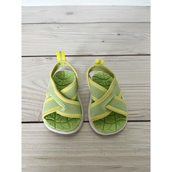 Nike Toddler Sandals Green Yellow Open Toe Adjustable Size 2 - Picture 2 of 9